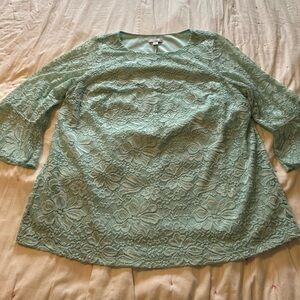 Croft & Barrow Floral Lace Blouse in Mint Light Green